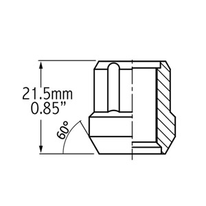 Car Open-End Spline 6-Sided Chrome Lug Nut Dimensions 0.85in length 60-degree conical bulge acorn