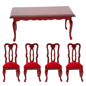 NUOBESTY Miniature Dining Table and Chair Set, Wooden Dollhouse Furniture Table and Chair Mini Furniture Accessories for Dollhouse Decor- 1/12 Scale 15 4