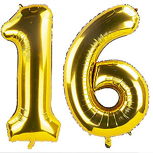 Gold 16 Foil Mylar Number Balloons