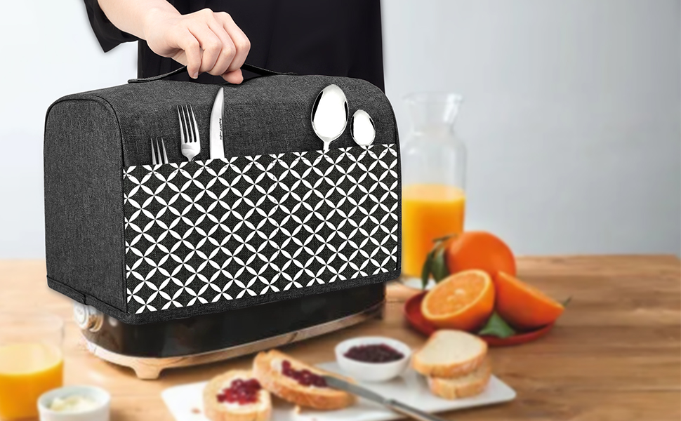 Yarwo 2 Slice Toaster Cover with Pockets and Top Handle