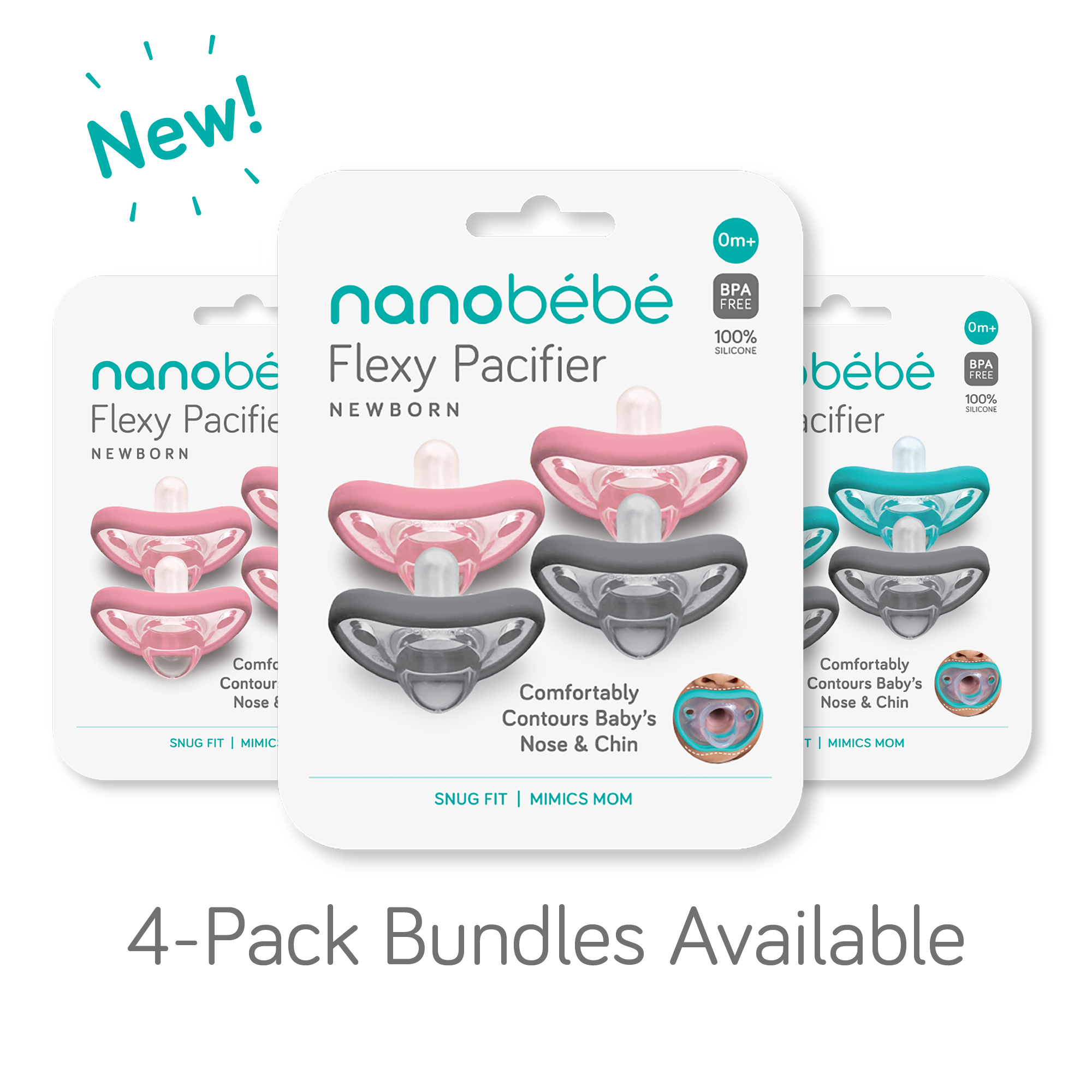 Nanobebe Flexy Silicone Baby Bottles, AntiColic, Natural Feel, NonCollapsing
