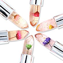 6PCS Transparente Farbänderung Lippenbalsam Feuchtigkeitscreme Rosa Kristallgelee Blumen Make-up