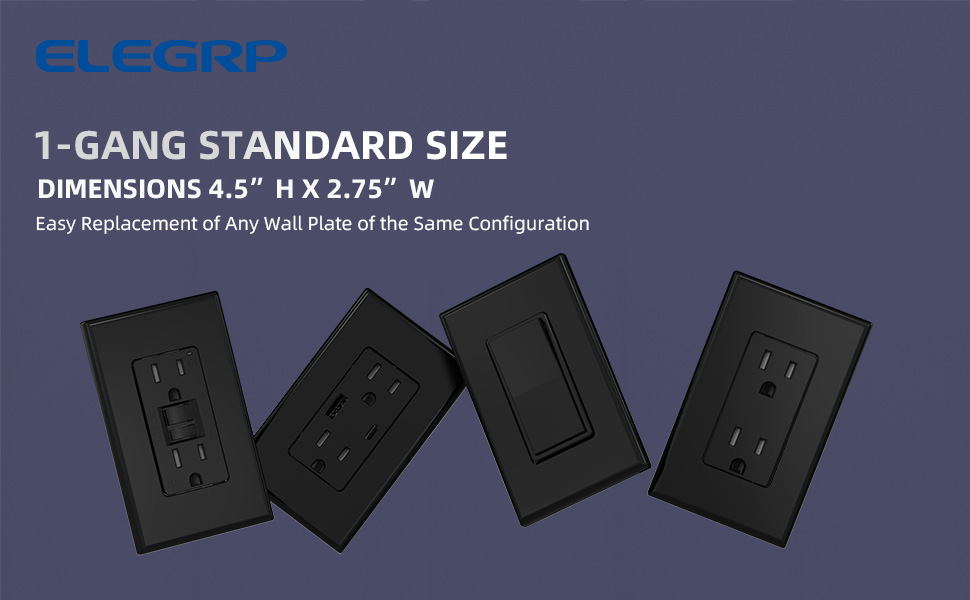 ELEGRP 1Gang Screwless Decorative Wall Plates, Standard Size