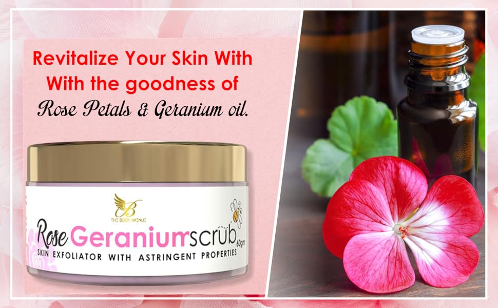 B07TT9VZGP - The Body Avenue Rose Geranium Face Scrub with Astringent Properties for Women and Men