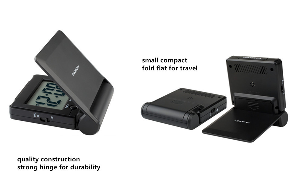 FAMICOZY Compact Digital Travel Alarm Clock with High/Low Volume