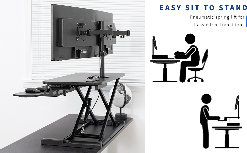 VIVO Height Adjustable 32 inch Standing Desk Converter with