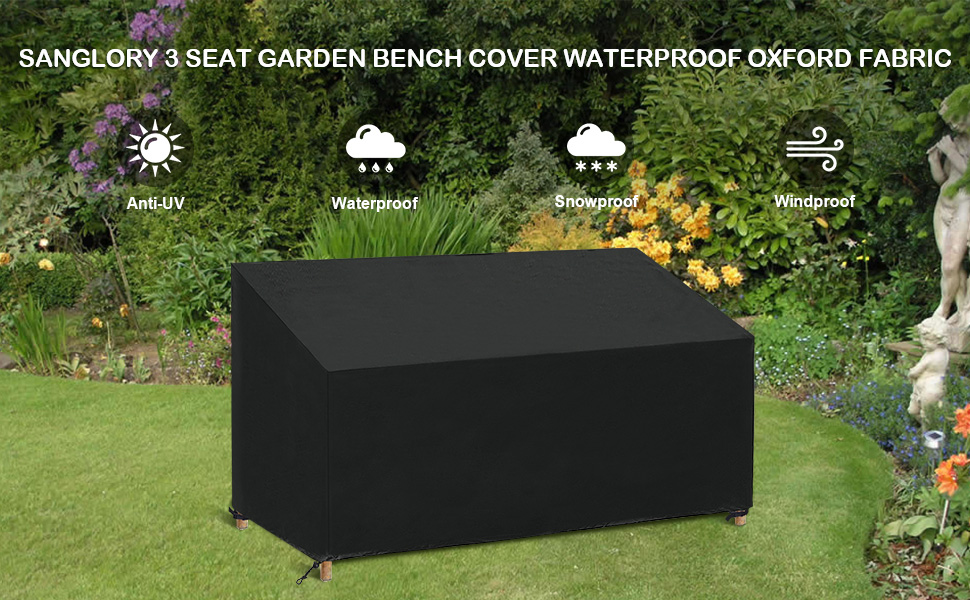 SanGlory 3 Seater Bench Cover Waterproof Oxford Fabric, AntiUV Coating