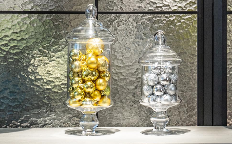 Amazon Com Diamond Star Clear Glass Apothecary Jar Decorative Candy Buffet Jars Elegant Glass Storage Containers Height 12 Body 6 Home Improvement