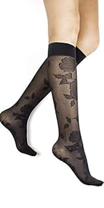 sheer floral stockings