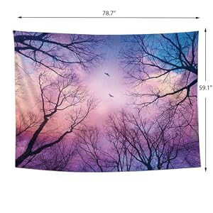 Forest Sunset Tapestry Colorful Nature Landscape Tapestry Bohemian Hippie Forest Tree Tapestry