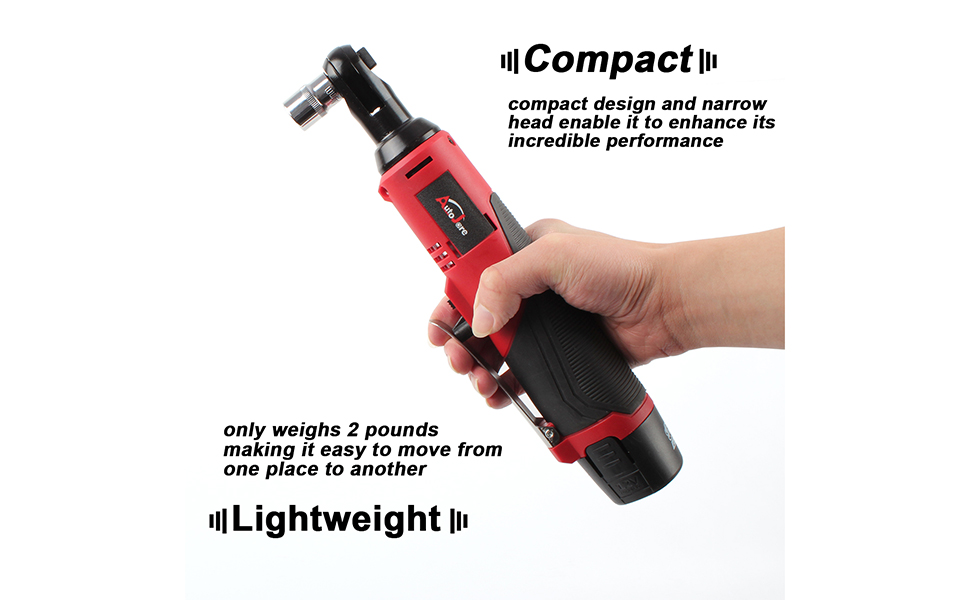 Electric Cordless Ratchet Wrench 3/8", 38ftlbs Compact