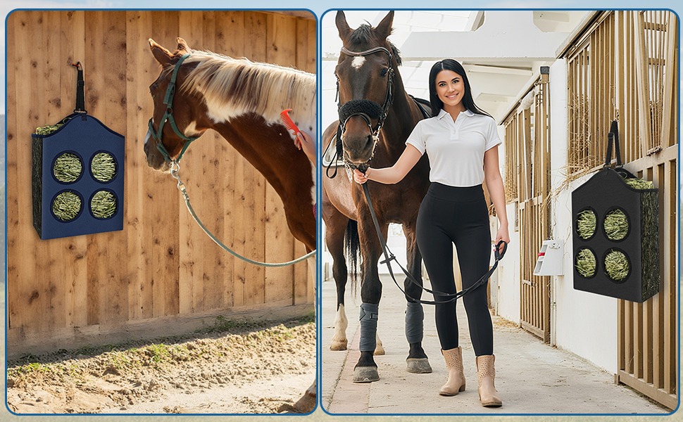  making horse hay bag easy to hang and disassemble