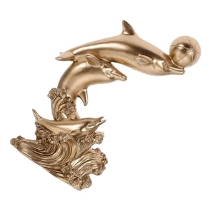 木製イルカ彫刻 約45cm Amazon.co.jp: BIUDECO イルカの飾り 海岸の彫刻 金のイルカの置物