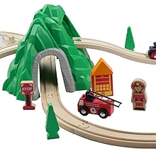 Maxim 50pc Mountain Prepare Set Set for Toddler with Double-Aspect Prepare Tracks Suits Brio, Thomas, Melissa and Doug, Children Wooden Toy Prepare for 3,4,5 Yr Outdated Boys and Women 6 train set