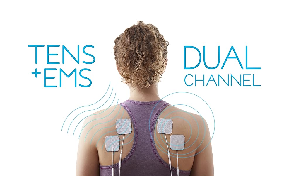 Cureve TENS EMS Dual Channels Pads on Back