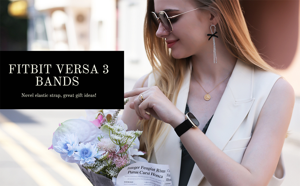 Fitbit Versa 3 Bands Elastic Scrunchie Strap Women Bracelet Wristband Gift Christmas