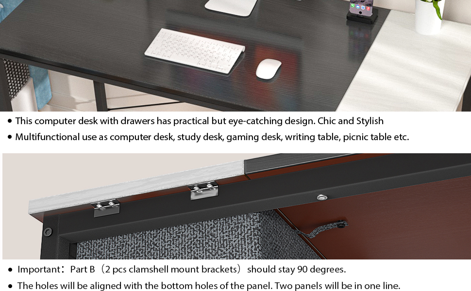 Foxemart 55 Inch Computer Desks Modern Sturdy Writing Desk, Simple Laptop Work Study