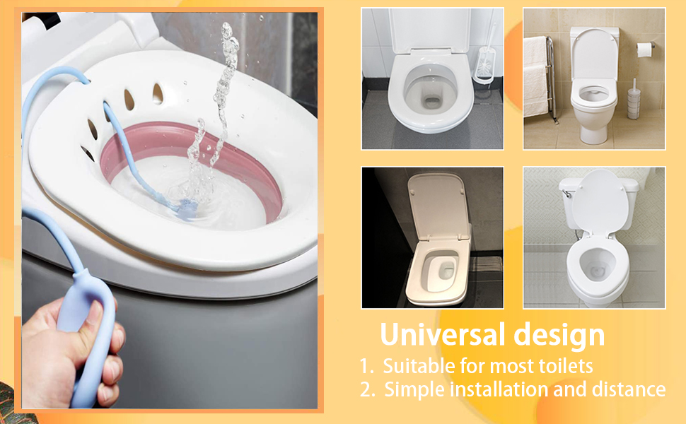 DMSELL Foldable Sitz Bath for Toilet with Flusher, Portable Seat Sitz Bath for Postpartum Care