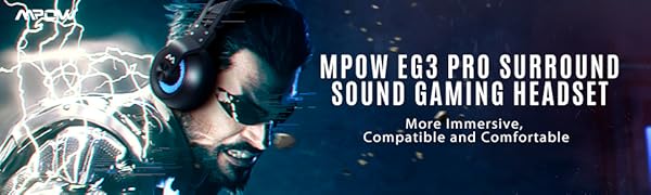 אוזניות גיימרים + מיקרופון נוחות במיוחד עם אורות לד Mpow | MPBH357AD | EG3 Pro Gaming Headset | PL | LED