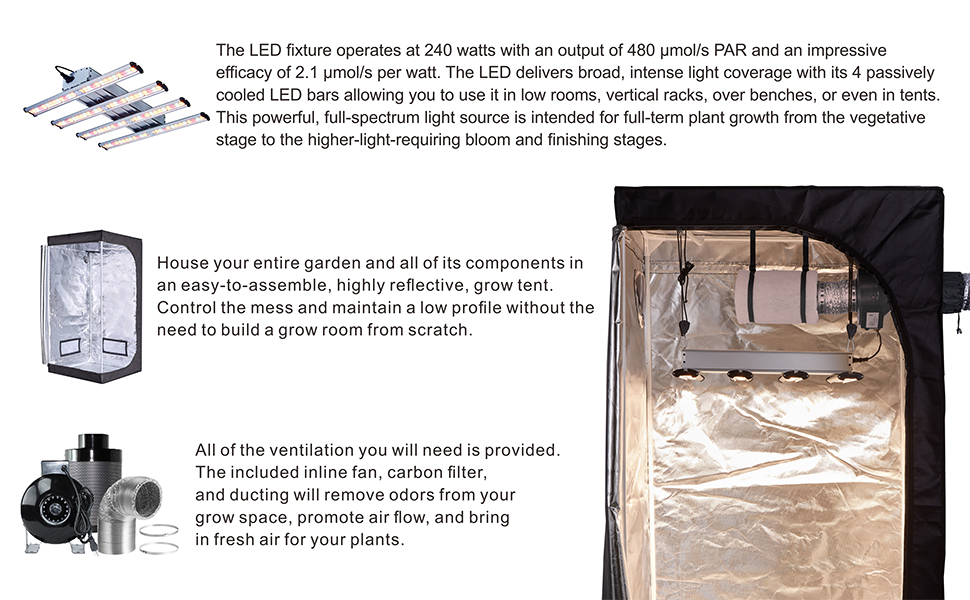 BloomGrow 1200W LED Full Spectrum Professional Grow Light