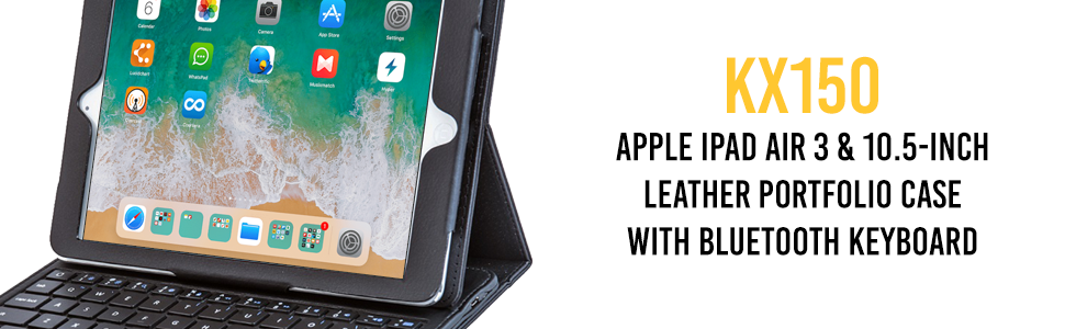 black alpatronix kx150 bluetooth wireless keyboard case compatible for 2019 apple ipad air 3 & 10.5