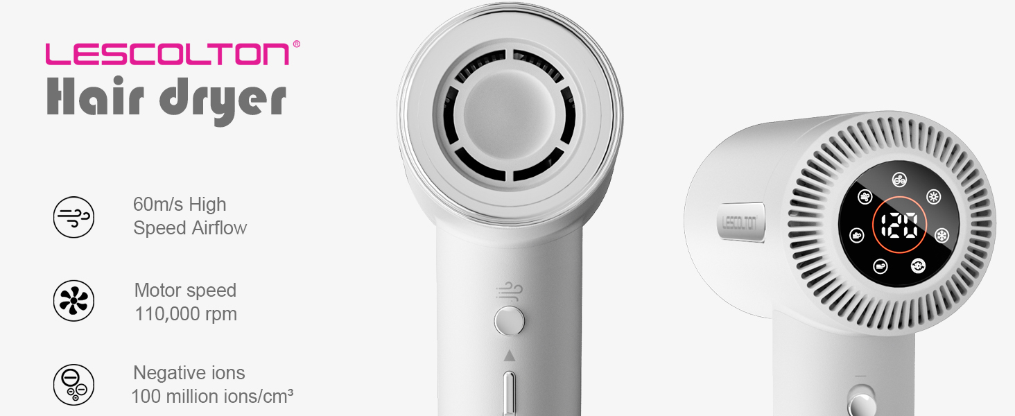 【LESCOLTON 】L HIGH SPEED HAIR DRYER☆ LESCOLTON Hair Dryer, Ionic Blow Dryer 110,000 RPM Brushless
