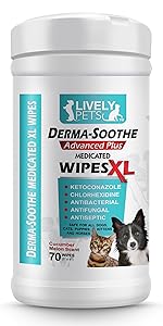  Lively Pets Derma-Soothe Extra Large Medicated Wipes