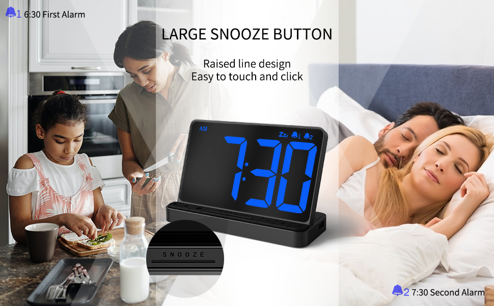 NOKLEAD Digital Alarm Clock 6.5" Large Display LED Clock with USB