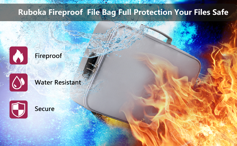 Fireproof Document Box with Lock File Storage Organizer Box, Waterproof Safe Fireproof Document