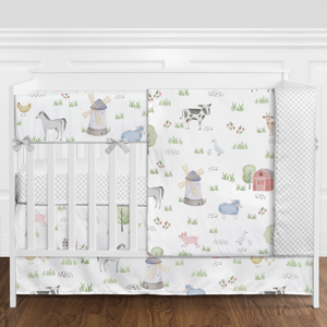 Sweet Jojo Designs Farm Animals Boy Girl Nursery Crib Bedding Farmhouse Lattice Horse Cow Sheep Pig