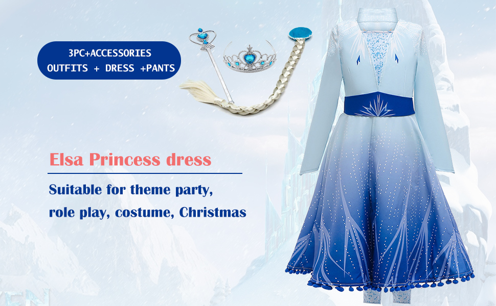 Lzh Little Girls Elsa Anna Costume Dress Fancy Cosplay Birthday Party Dress Up With Accessories Costumes