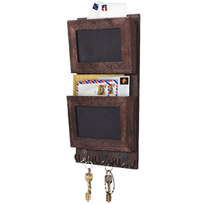 Rustic 2 Slot Mail Sorter Organizer For Wall With Chalkboard