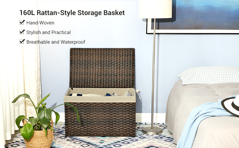 160L Rattan-Style Storage Basket  Hand-Woven Stylish and Practical Breathable and Waterproof