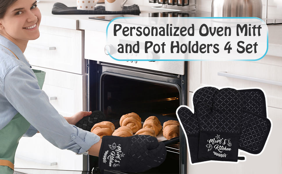 Amazon.com: Zhamate Personalized Oven Mitt and Pot Holders