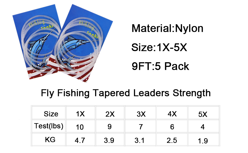 Shaddock Fishing 5 Pack 9ft Fly Fishing Tapered Leaders