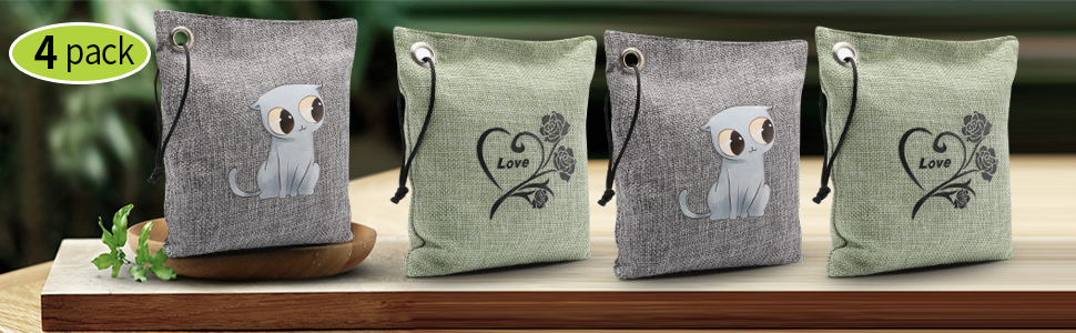 Bolsa purificadora de aire de carbón de bambú activado, bolsas de