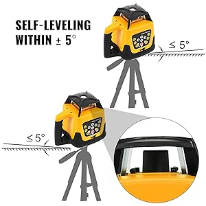 VEVOR Kit Niveau Laser Rotatif 360° Nivellement Automatique 500 M Vertical Horizontal Transversale Outil De Mesure Construction 13 Niveau Laser rotatif à 360°