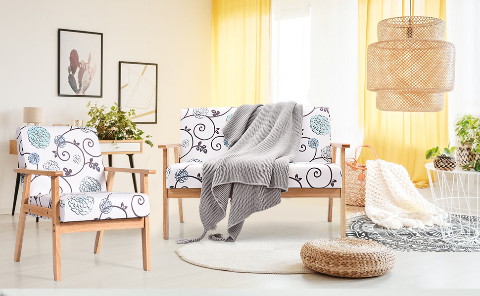 POWERSTONE Modern Upholstered Loveseat, Fabric Loveseat