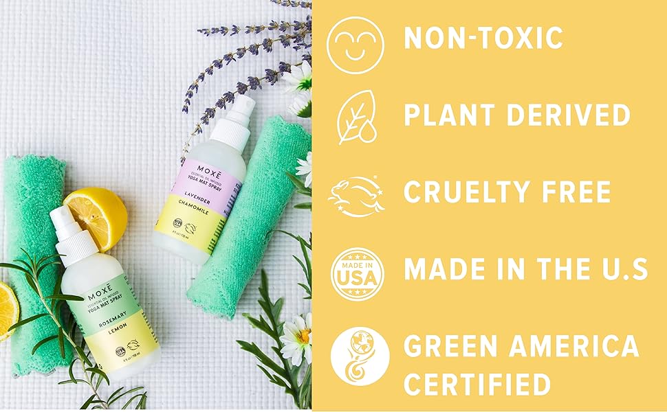 MOXE Yoga Mat Cleaner Lavender & Chamomile Essential Oils, 4 ounces
