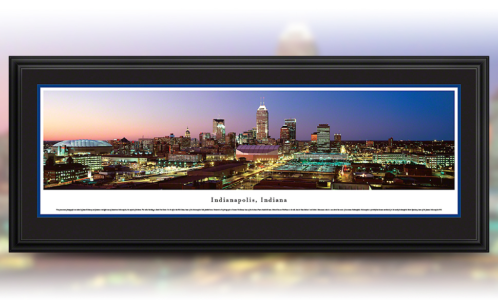 Indianapolis twilight framed panorama