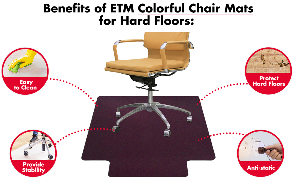 etm Floor Protector Mat Chair Mat Polypropylene Office Mat for Hard