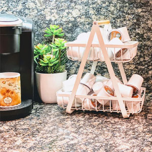 Farmhouse 2-Tier Metal Fruit Storage Basket Organizer Display Stand For Home Decoration (White)