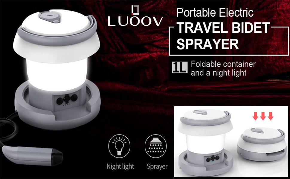 Electric Portable Camping Bidet Sprayer Rechargeable with Light,Camping