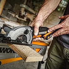 WORX Scie Circulaire Sans Fil 18V(20V MAX), Batterie Powershare, WX527.1 19 scie circulaire coupe bois sans fil électrique lame main guide parallèle outil outillage puissant