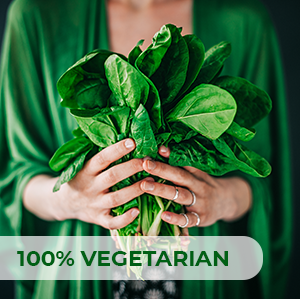 100% vegetarian / vegan. Derived from pure, all-natural sources. Non-GMO. No artificial fillers.