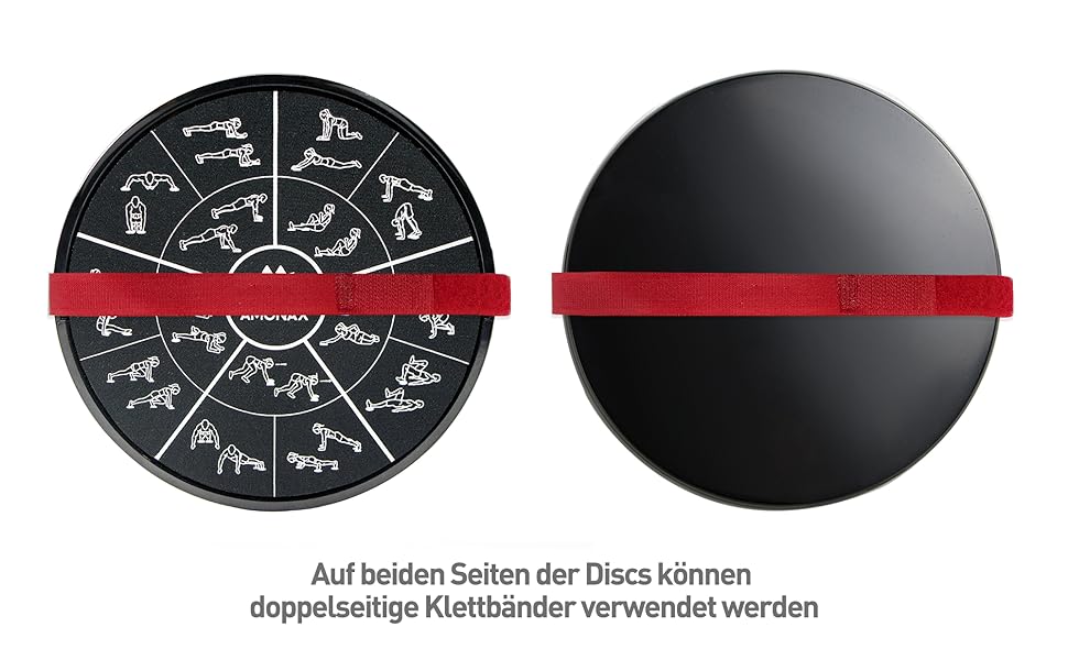 Double-sided Velcro straps can be used on both sides of the discs.