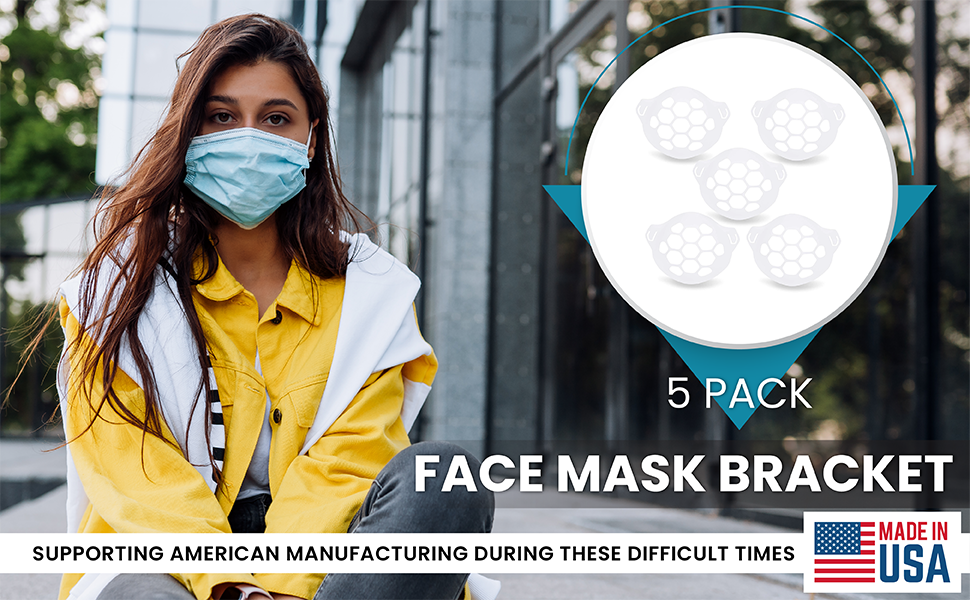 Face Mask Bracket 5 Pack (Made in USA) Breathe Easier & Stay Cooler while Wearing