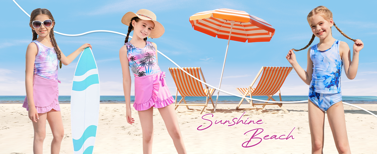 Costume Da Bagno Intero Bambina - Stampa Sirena, Senza Maniche, Per Spiaggia E Piscina