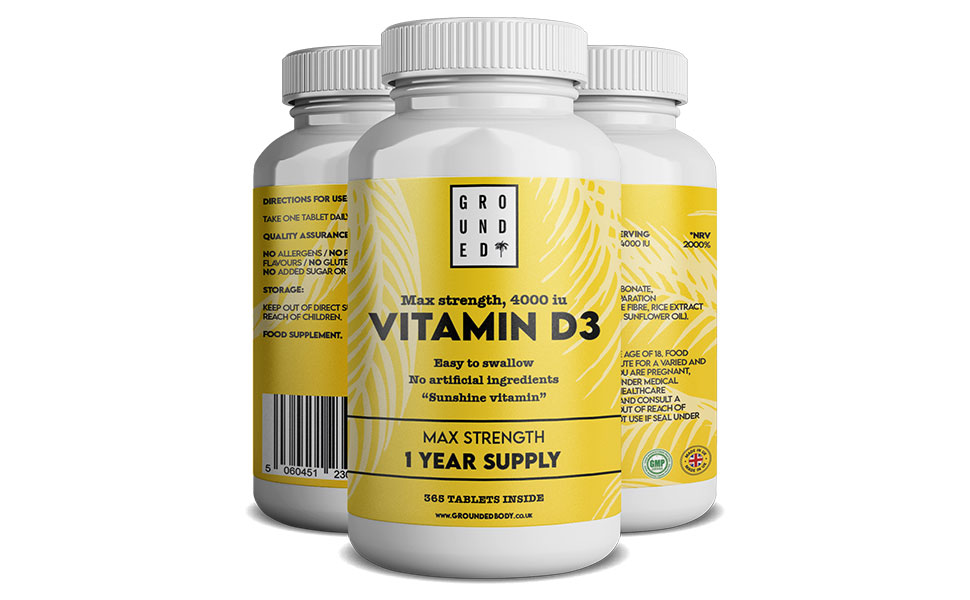 Grounded Vitamin D 4000iu Tablets 365 Day Supply, Easy to Swallow
