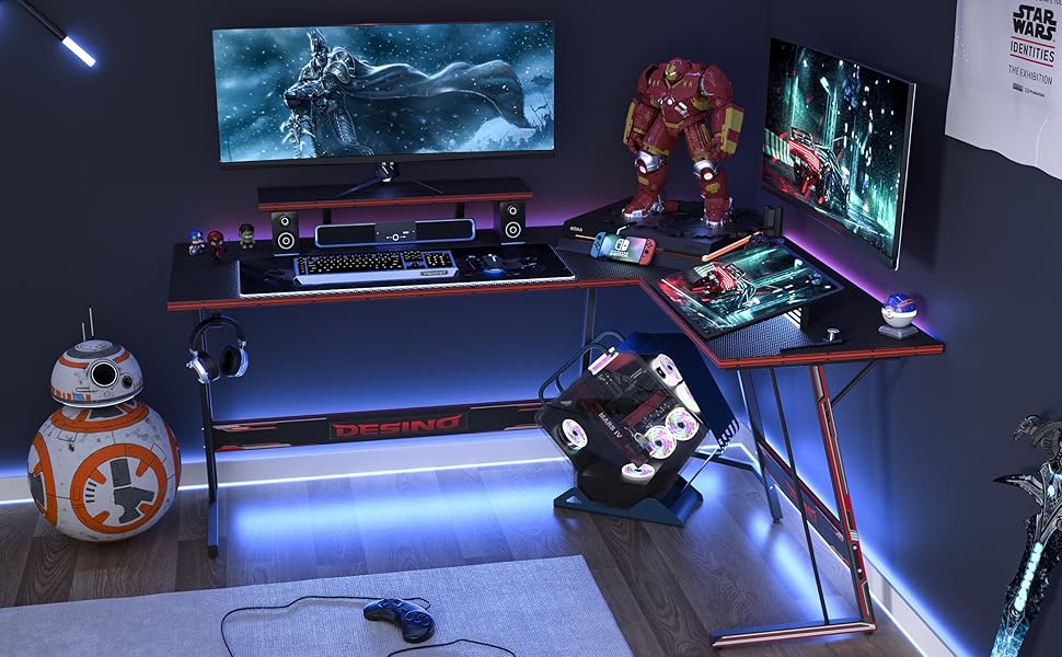 Amazon.com: DESINO L Shaped Gaming Desk Computer Coner Desk PC Wirting